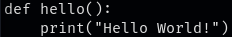 Hello world python code block